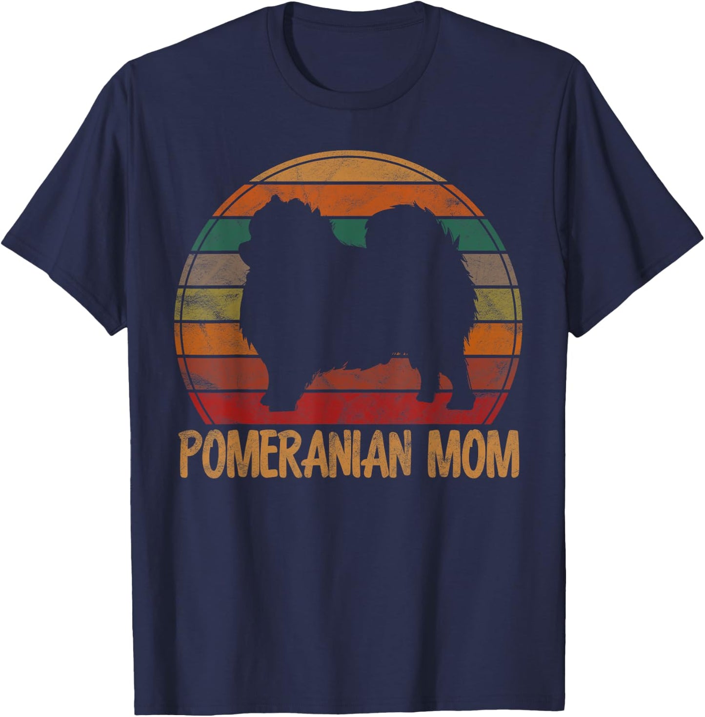 Retro Pomeranian Mom Pompom Dog Owner Mother Pet Mama T-Shirt - T-Shirt | Navy