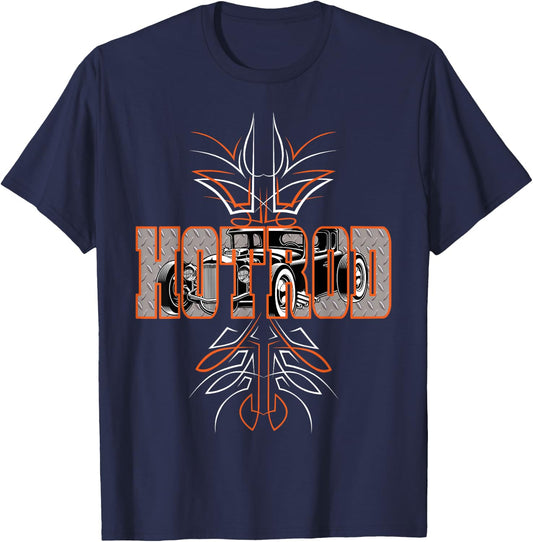 Hot Rods Pinstripes Custom Cars T-Shirt - T-Shirt | Navy