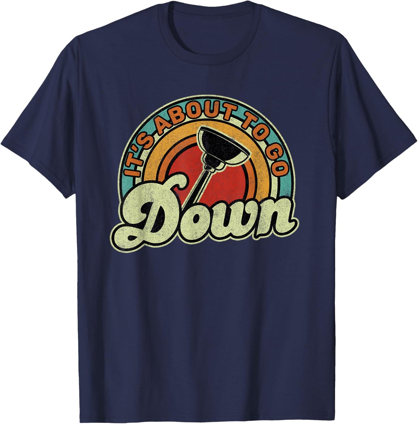 Funny Plumber Plumbing Men's Black Small Modern Retro Toilet Plunger T-Shirt - T-Shirt | Navy