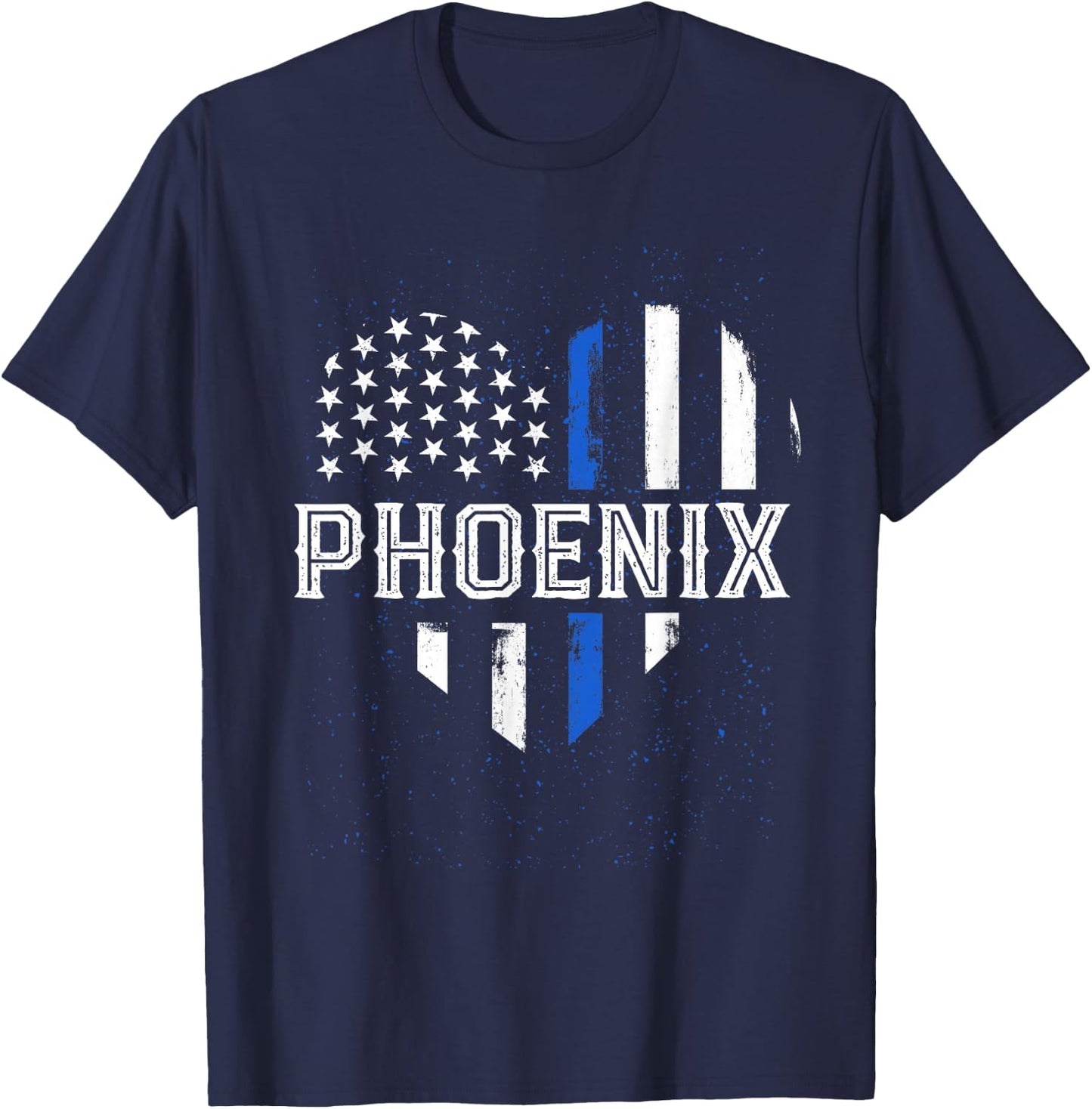 Thin Blue Line Heart Phoenix Police Officer Patriotic Cops T-Shirt - T-Shirt | Navy