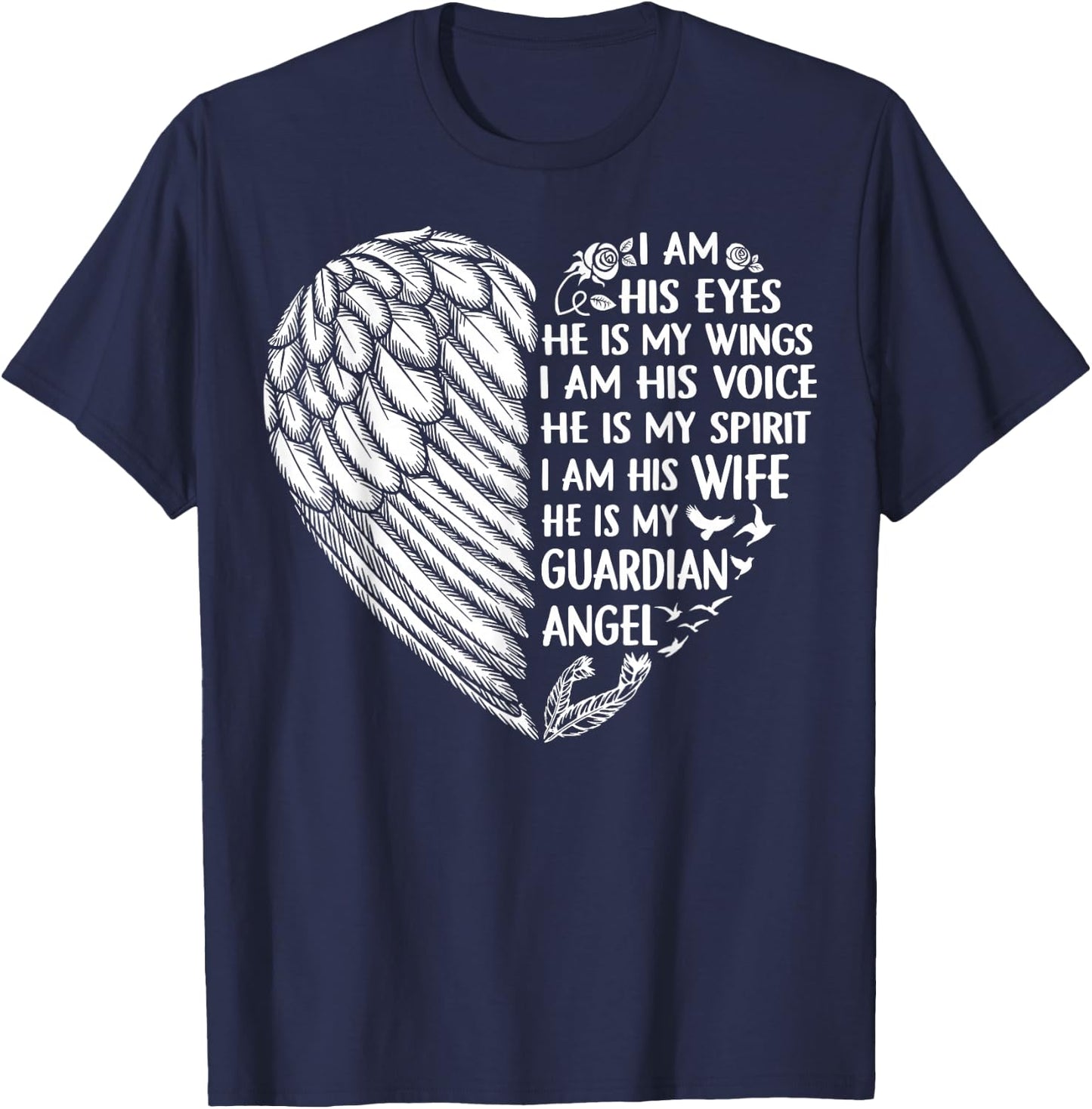 My Husband Is My Guardian Angel Shirt I Am His Wife T-Shirt - T-Shirt | Navy