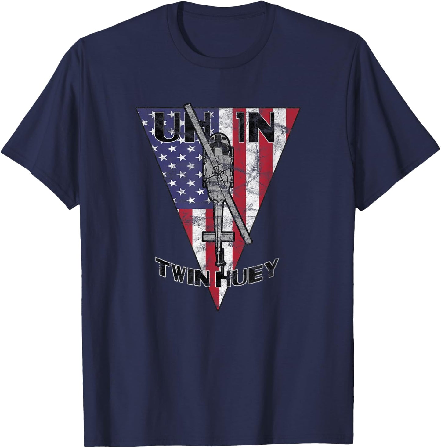 UH-1N Twin Huey Military Helicopter Patriotic Vintage T-Shirt - T-Shirt | Navy