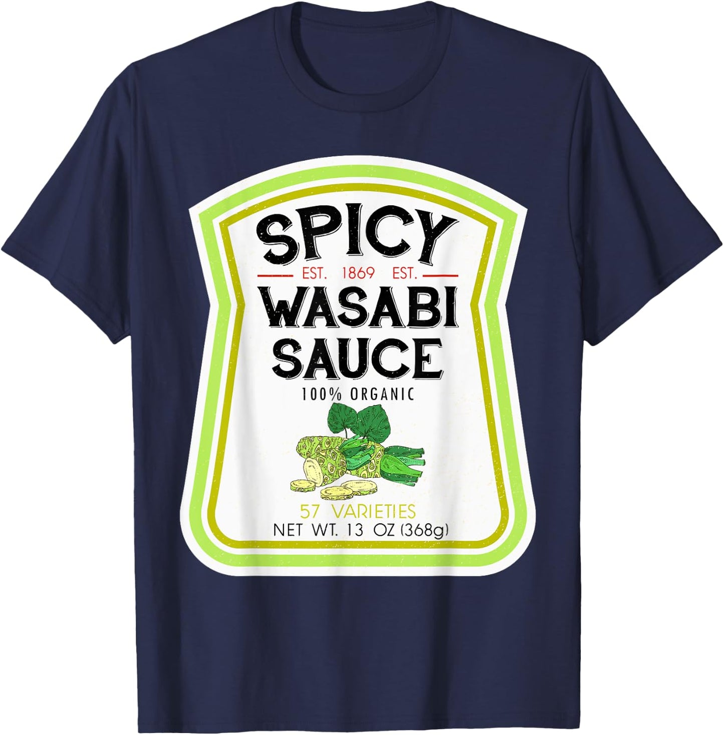 Wasabi Sauce Bottle Label Halloween 2021 Couples Costume T-Shirt - T-Shirt | Navy