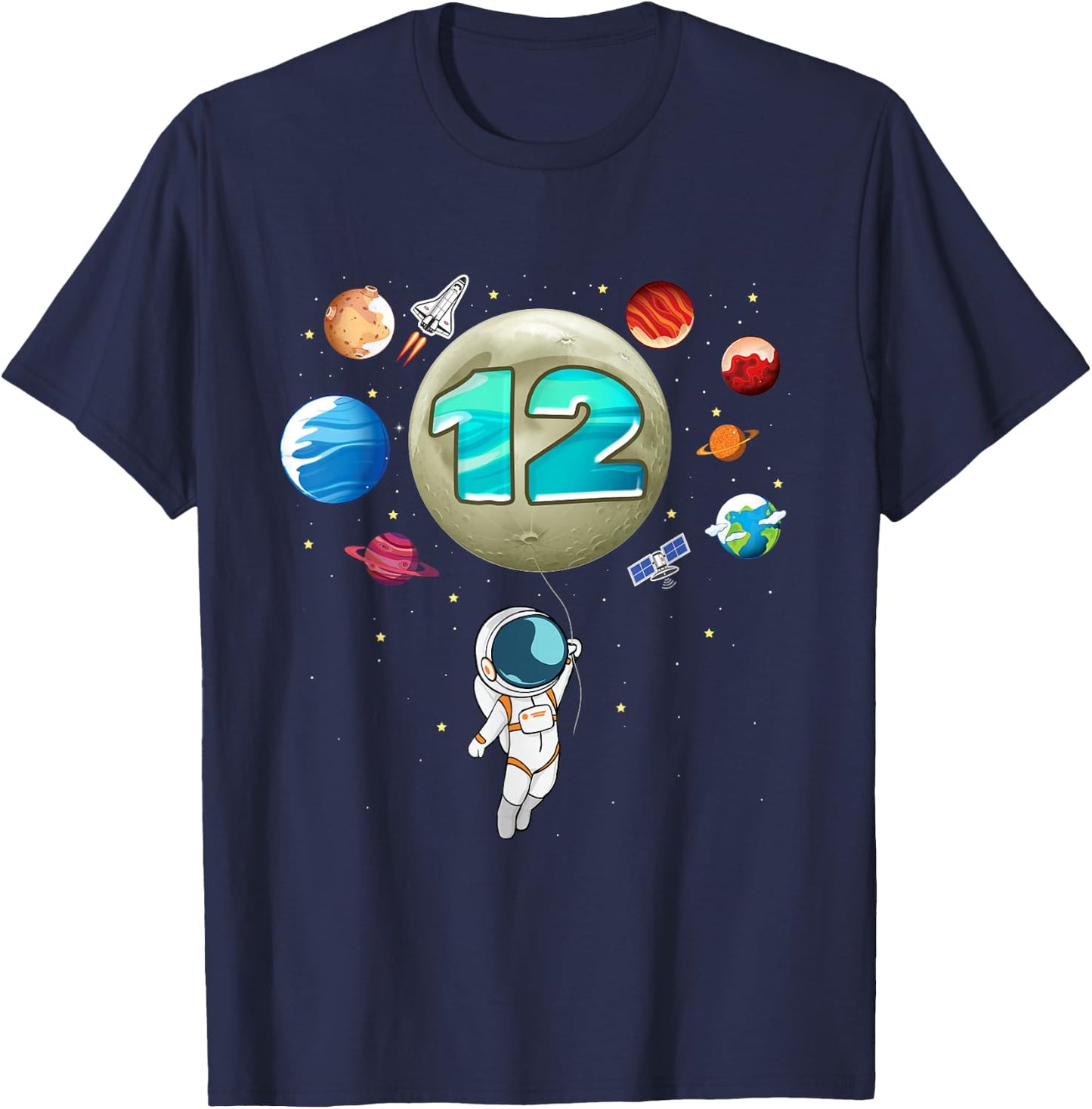 12th Birthday Space Lover Astronaut 12 Years Old Bday T-Shirt - T-Shirt | Navy
