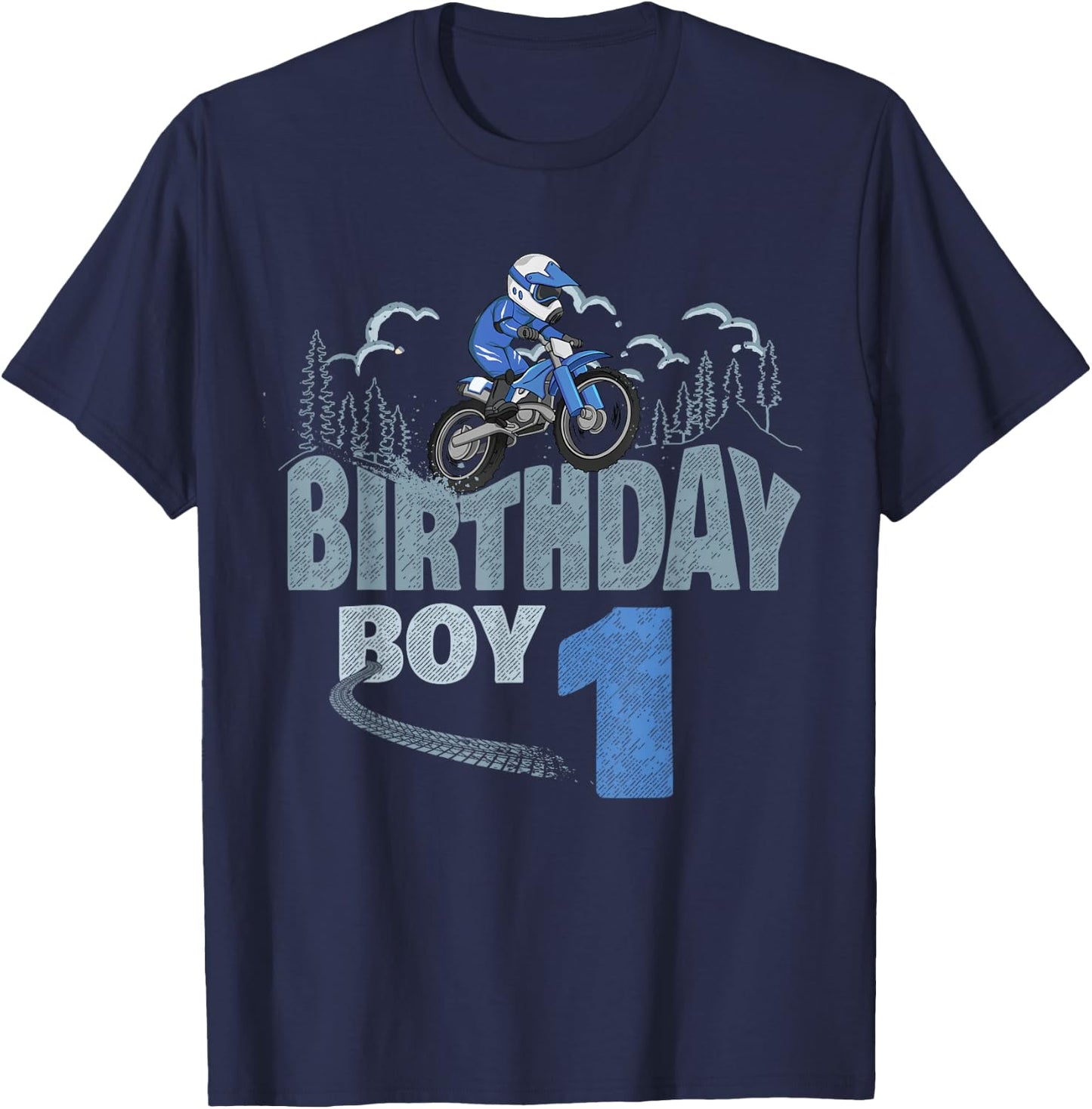 1st Birthday Boy Dirt Bike Motocross 1 Year Old Bday T-Shirt - T-Shirt | Navy