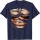 Fake Muscles Ripped Torn Chest Six Pack Abs Fitness Model T-Shirt - T-Shirt | Navy
