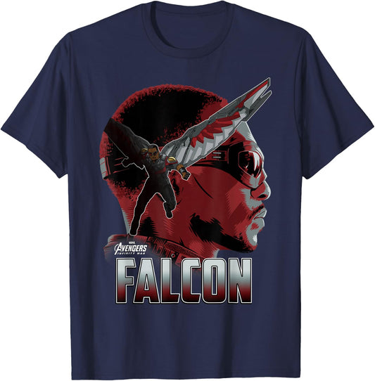 Marvel Infinity War Falcon Big Head Profile Graphic T-Shirt - T-Shirt | Navy