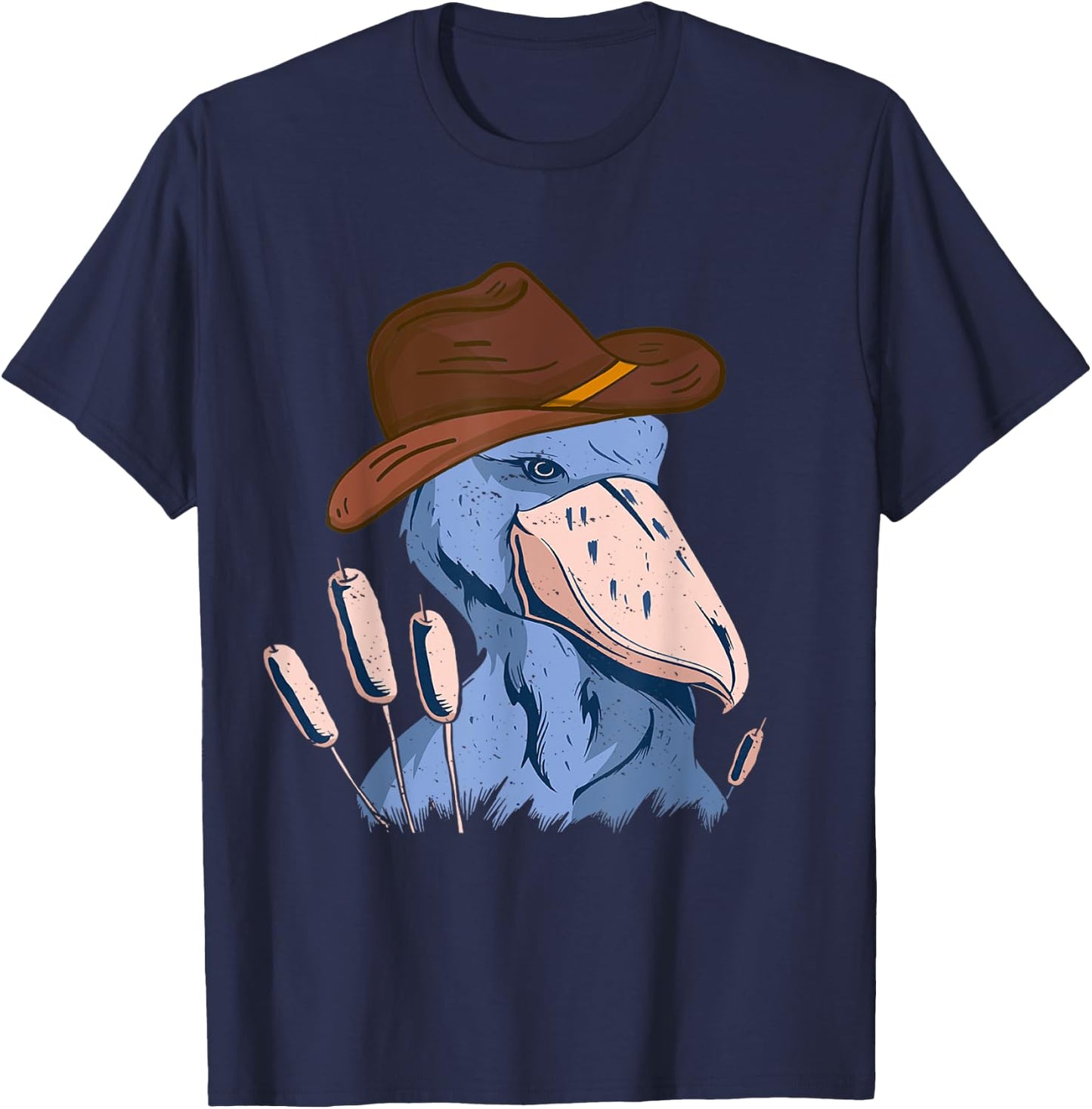 Shoebill Bird African Stork Bird Lover Cowboy Hat Shoebill T-Shirt - T-Shirt | Navy