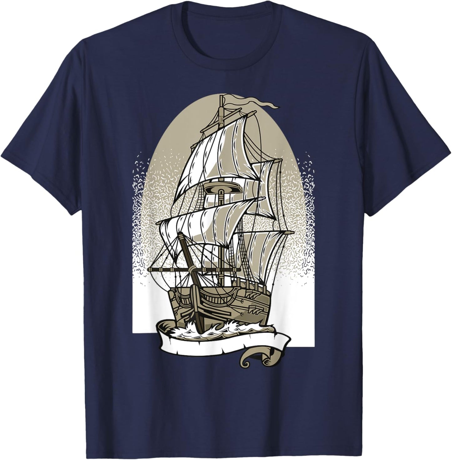 Pirate Ship Vintage Retro Nautical Sailing Boat Captain T-Shirt - T-Shirt | Navy
