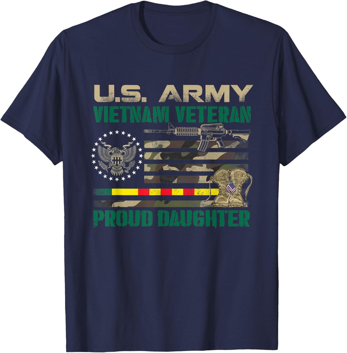 Proud Daughter Of A US Army Vietnam Veteran, Veterans Day T-Shirt - T-Shirt | Navy