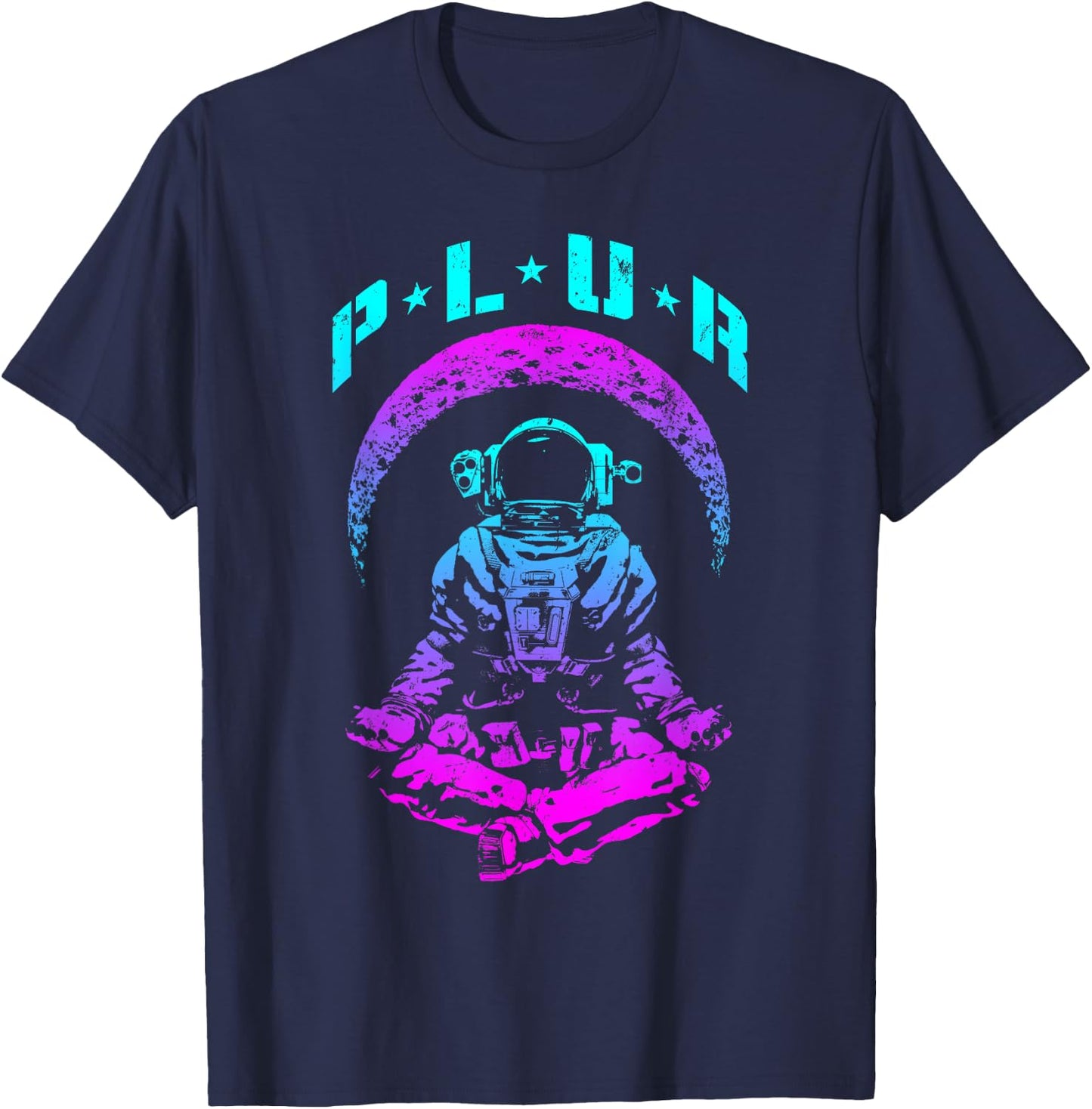 PLUR Peace Love Unity Respect Techno Rave EDM Astronaut T-Shirt - T-Shirt | Navy