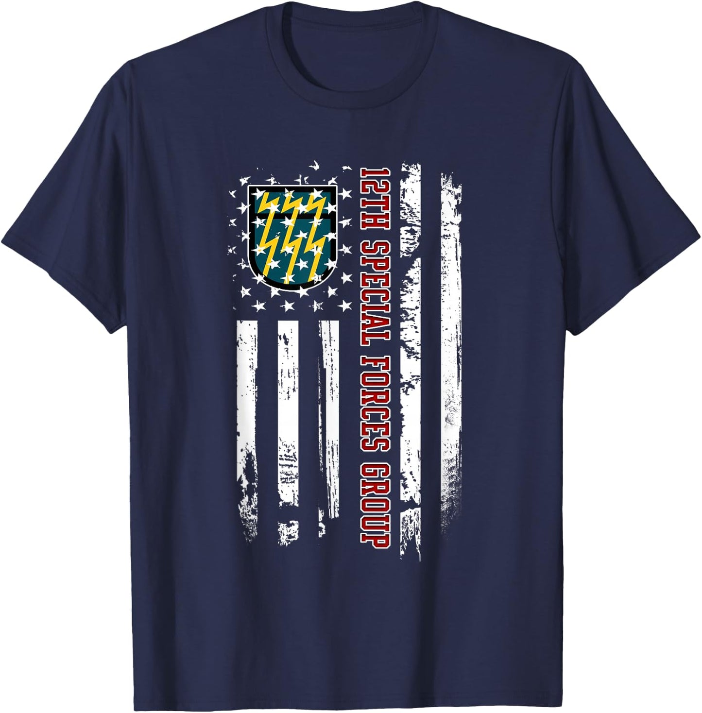 12th Special Forces Group Veteran USA Flag Veterans Day Xmas Women Men T-Shirt - T-Shirt | Navy