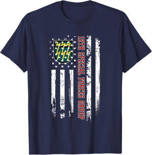 12th Special Forces Group Veteran USA Flag Veterans Day Xmas Women Men T-Shirt - T-Shirt | Navy