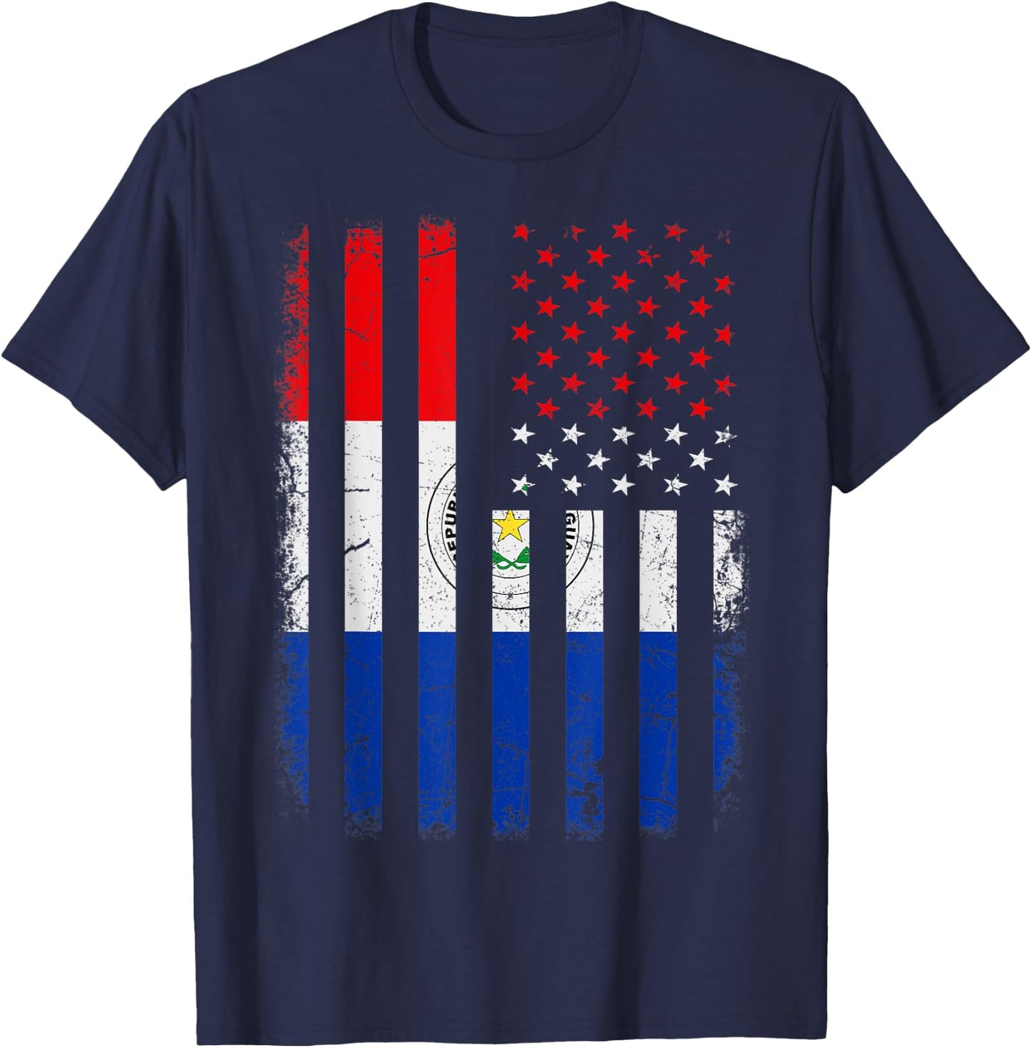 Paraguayan American Flag Paraguayan Roots Paraguay America Women Kids Men T-Shirt - T-Shirt | Navy