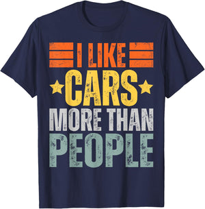 I Like Cars More Than People T-Shirt - T-Shirt | Navy