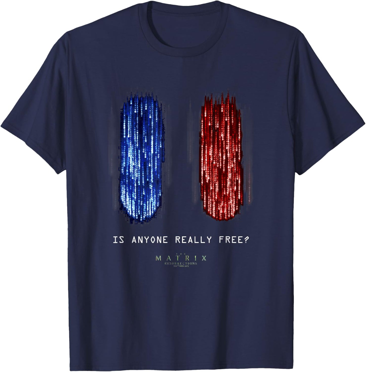 The Matrix Resurrections Red Versus Blue Pill Poster T-Shirt - T-Shirt | Navy