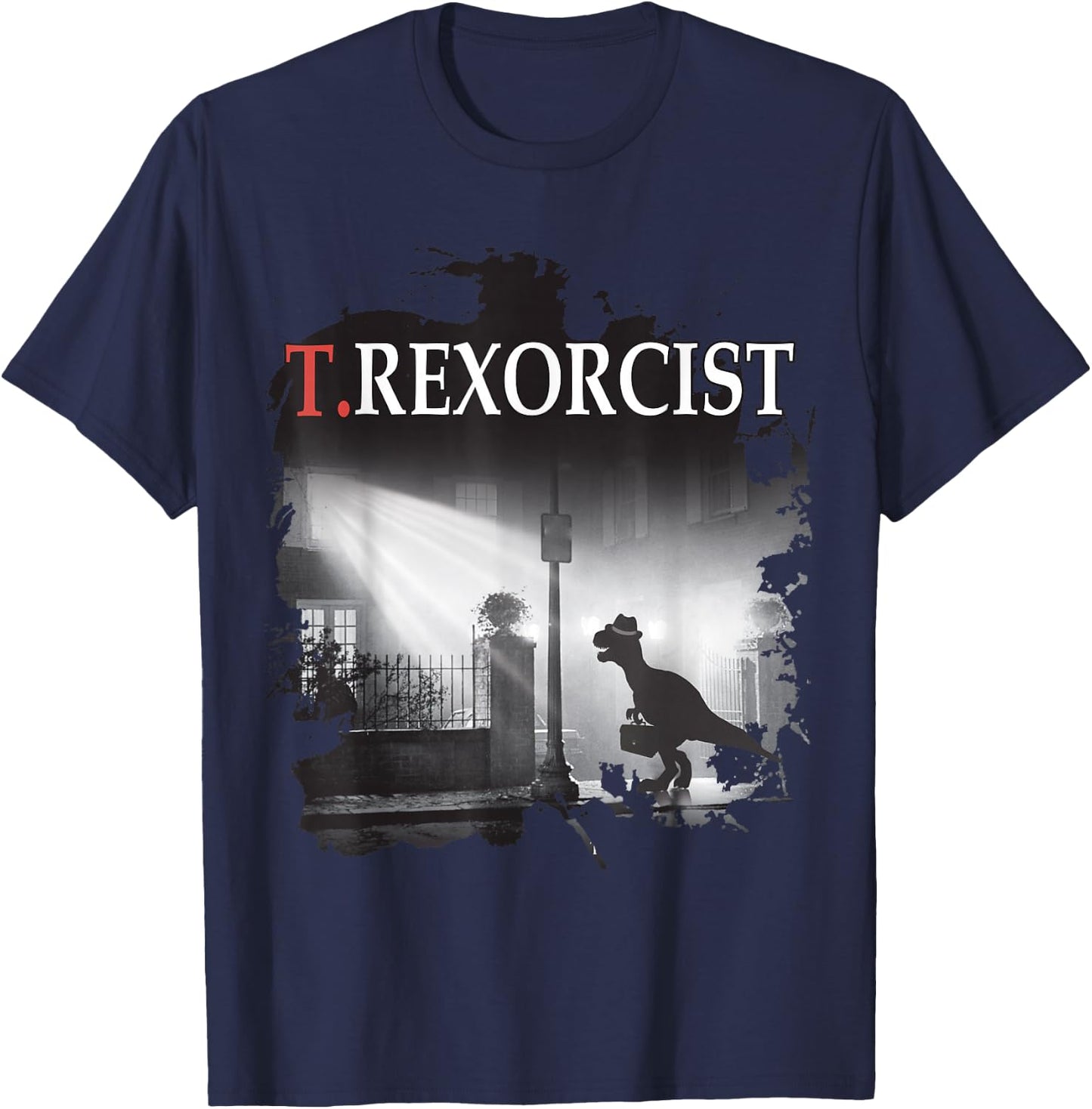 Tyrannosaurus Rex Shirt - T.rexorcist Dinosaur Parody T-Shirt - T-Shirt | Navy