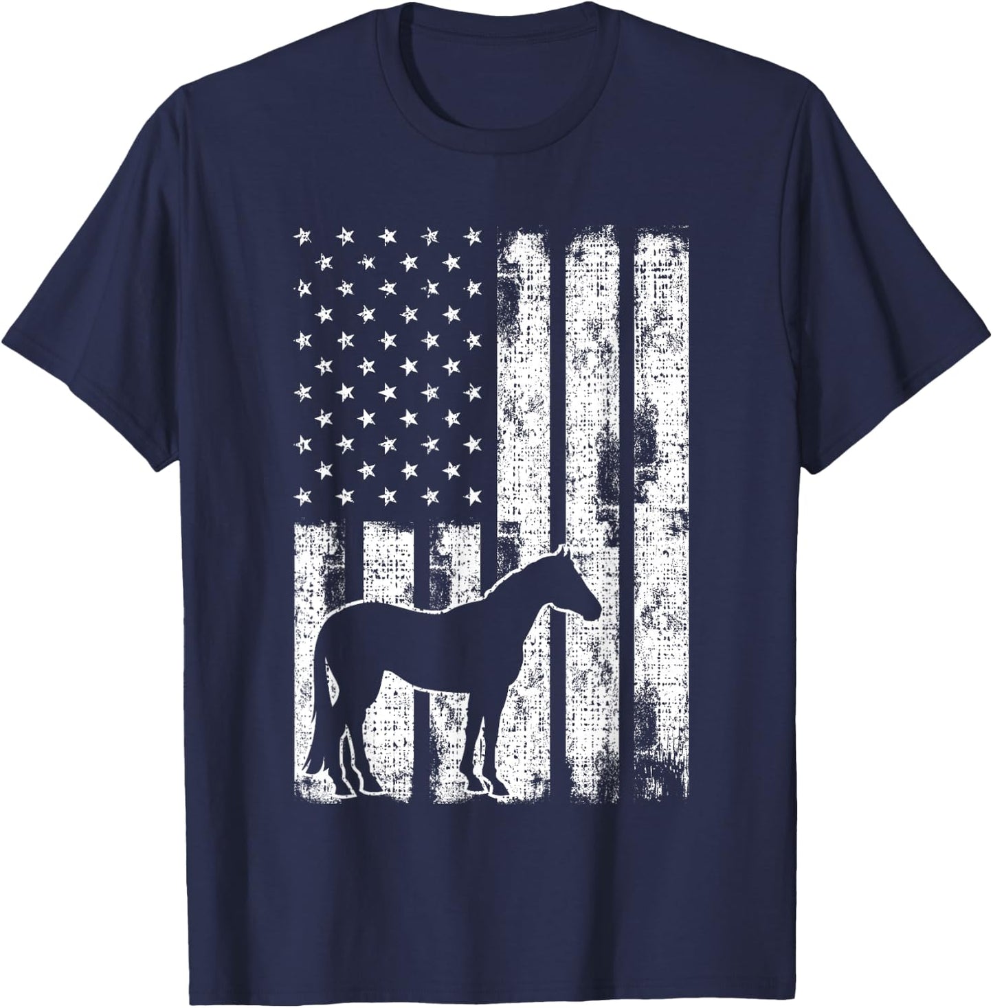 Freedom Horse Patriotic Horse American Flag Horseback Riding T-Shirt - T-Shirt | Navy