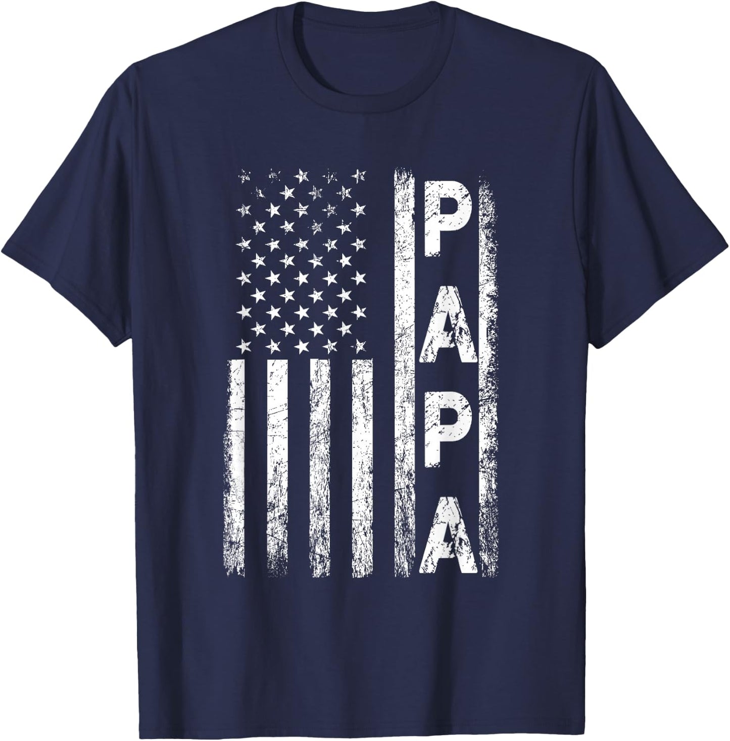Papa Vintage American Flag Father's Day 4th of July Grandpa T-Shirt - T-Shirt | Navy