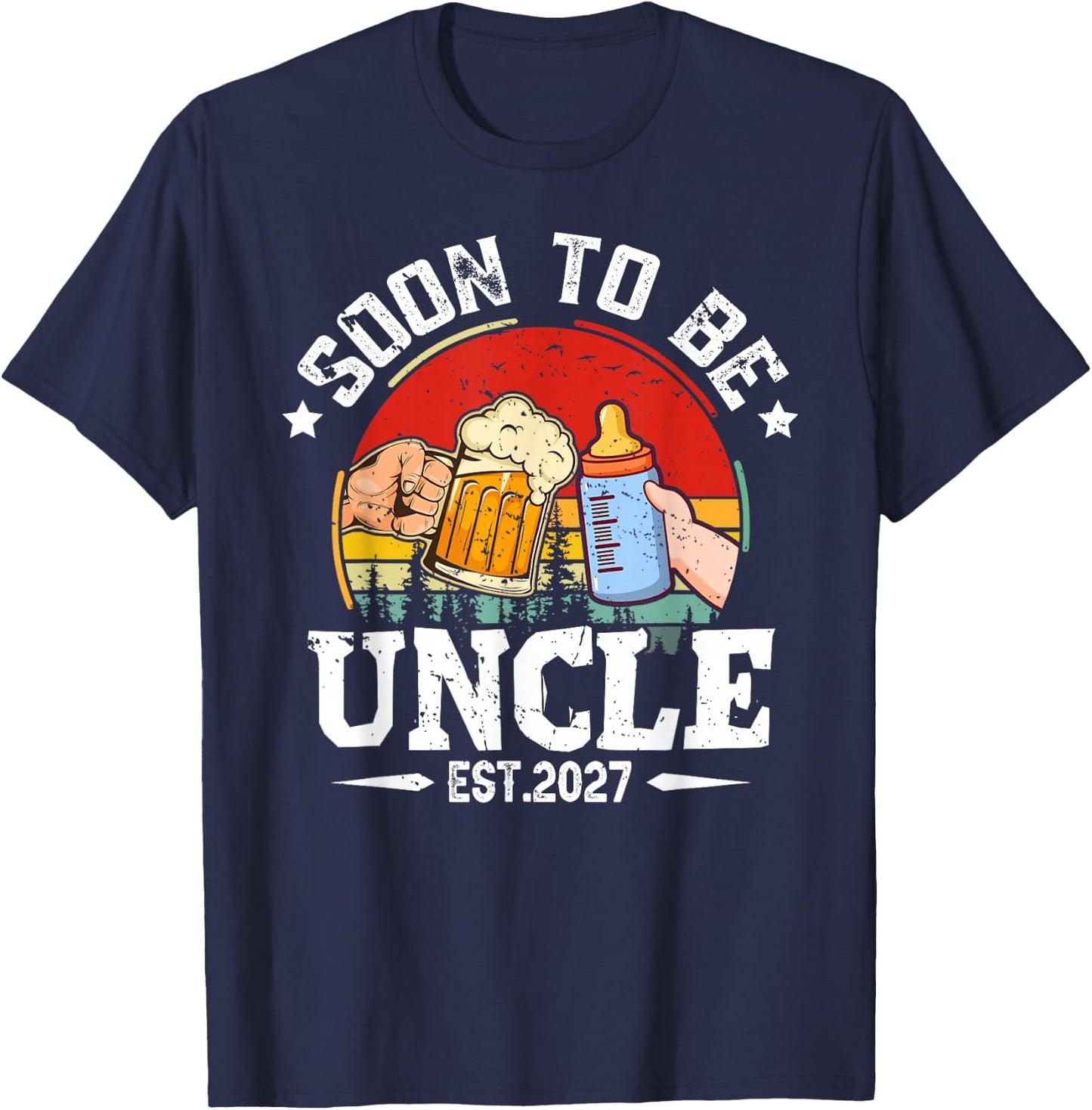 Soon to Be Uncle 2027 Retro Pregnancy Announcement Dad T-Shirt - T-Shirt | Navy