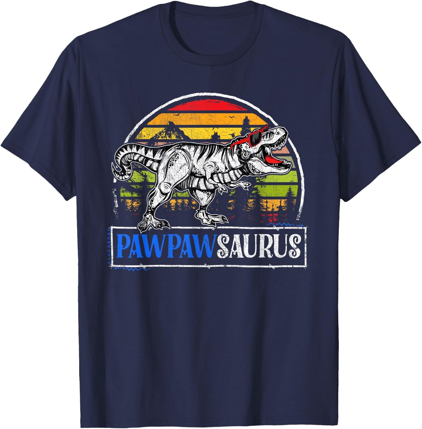 T Rex Dinosaur Pawpaw Saurus Pawpawsaurus Funny Fathers Day T-Shirt - T-Shirt | Navy