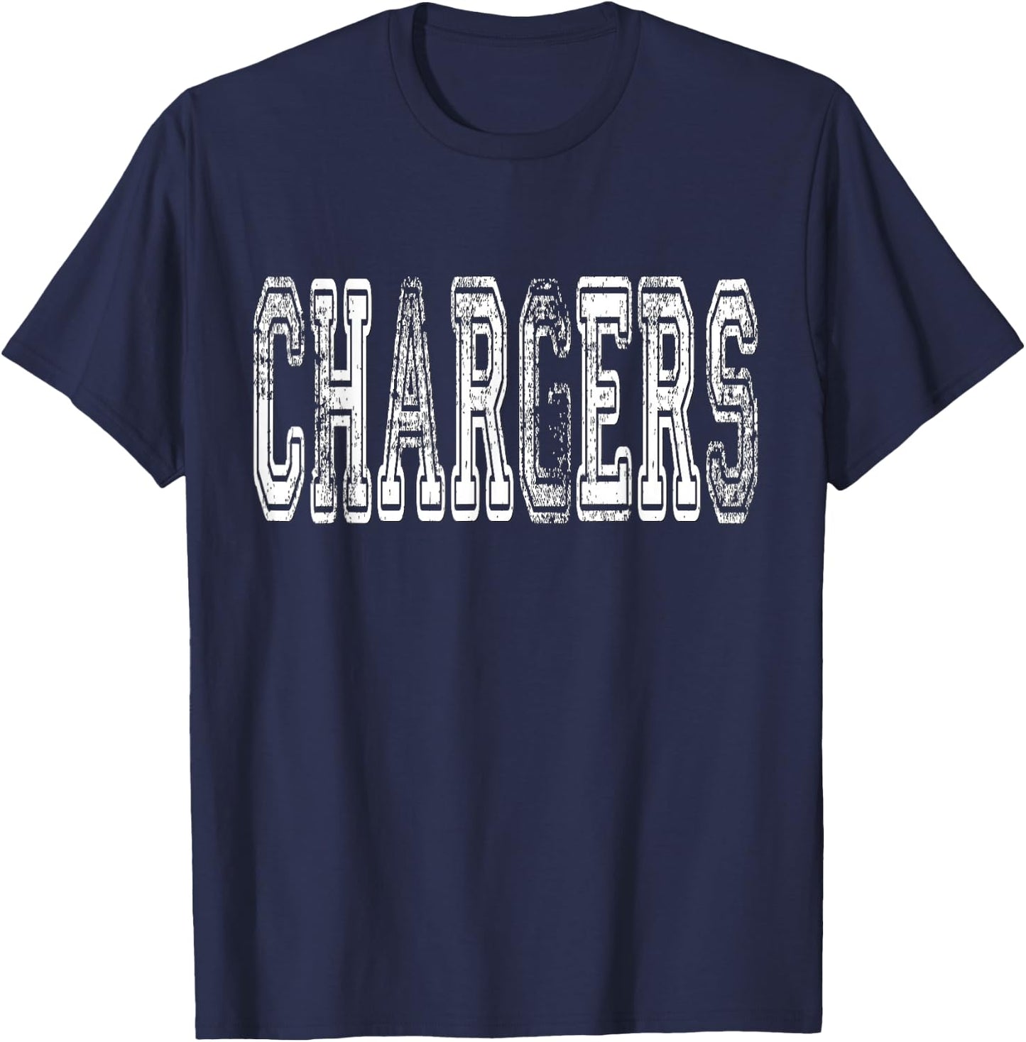 Chargers Mascot Distressed Vintage School Sports Name Fans T-Shirt - T-Shirt | Navy