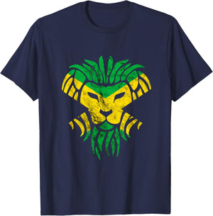 Jamaica Jamaican Roots Flag Tropical Lion Head Proud T-Shirt - T-Shirt | Navy