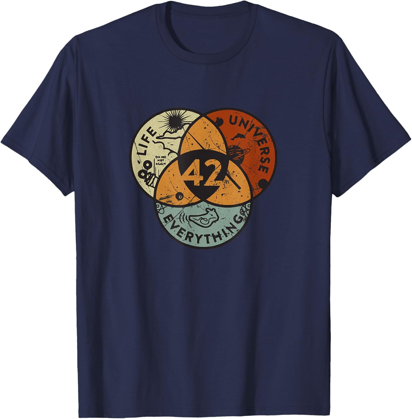 Venn Diagram Life The Universe And Everything - 42 Life T-Shirt - T-Shirt | Navy