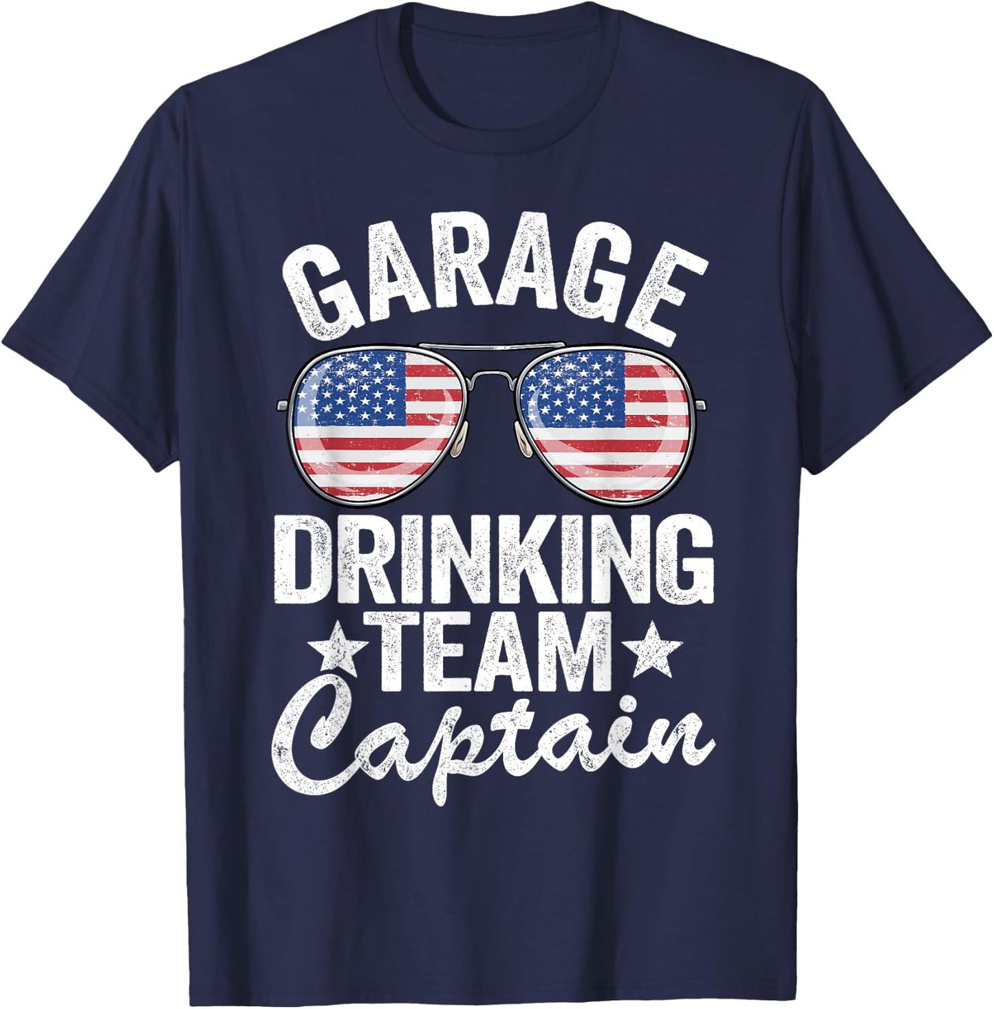 4th Of July Beer American Flag Garage Drinking Team Captain Men T-Shirt - T-Shirt | Navy