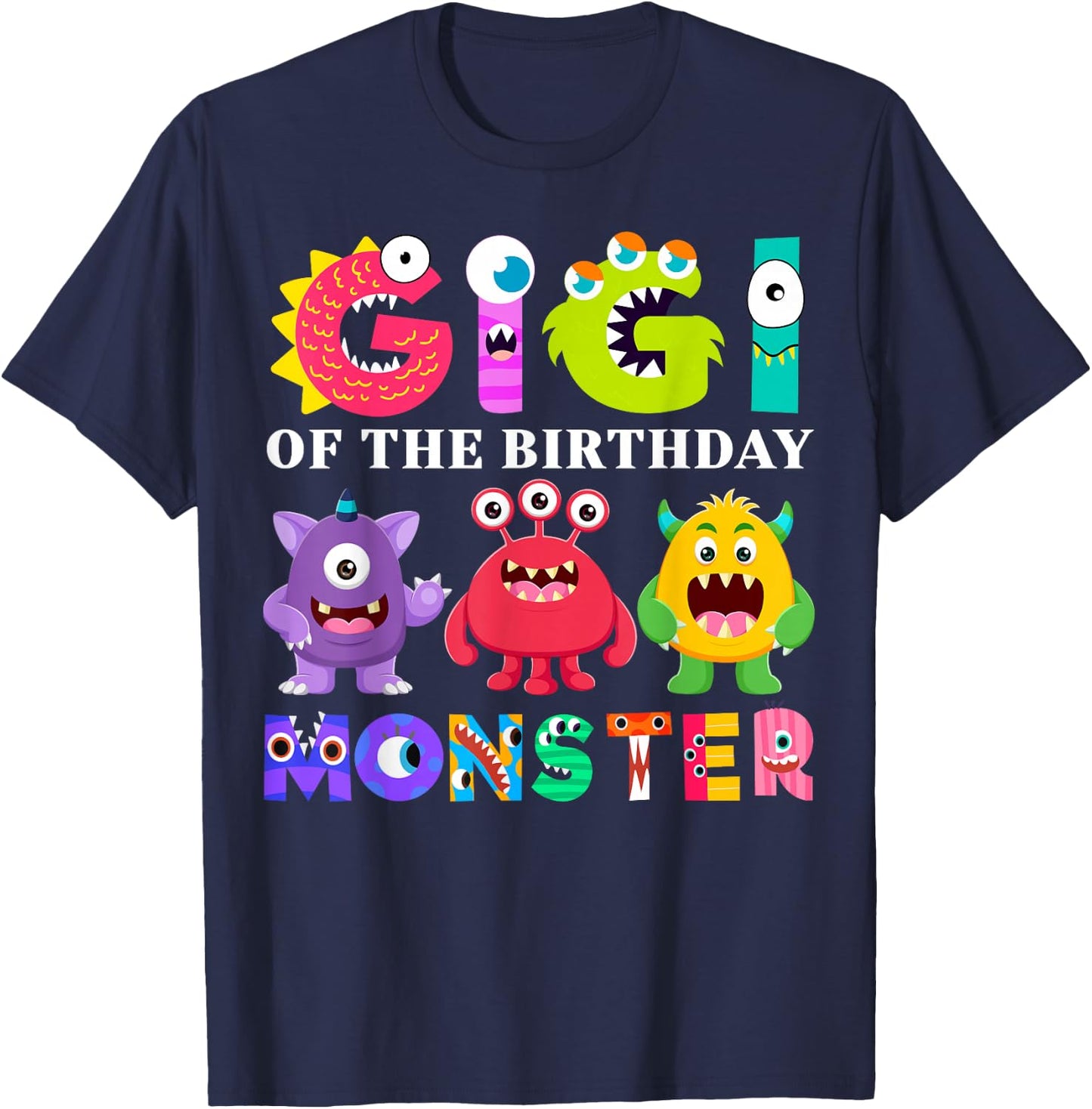 Gigi Little Monster Kids 1st Birthday Party Family Monster T-Shirt - T-Shirt | Navy