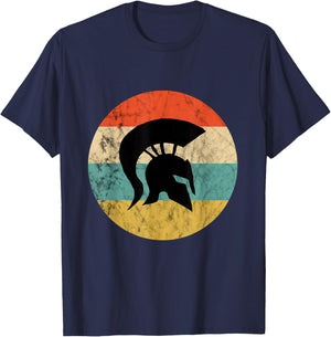 Sparta Soldier Retro Vintage Sunset Spartan Gladiator Helmet T-Shirt - T-Shirt | Navy