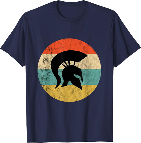Sparta Soldier Retro Vintage Sunset Spartan Gladiator Helmet T-Shirt - T-Shirt | Navy