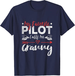 My Favorite Pilot Calls Me Granny Pilot’s Grandma T-Shirt - T-Shirt | Navy