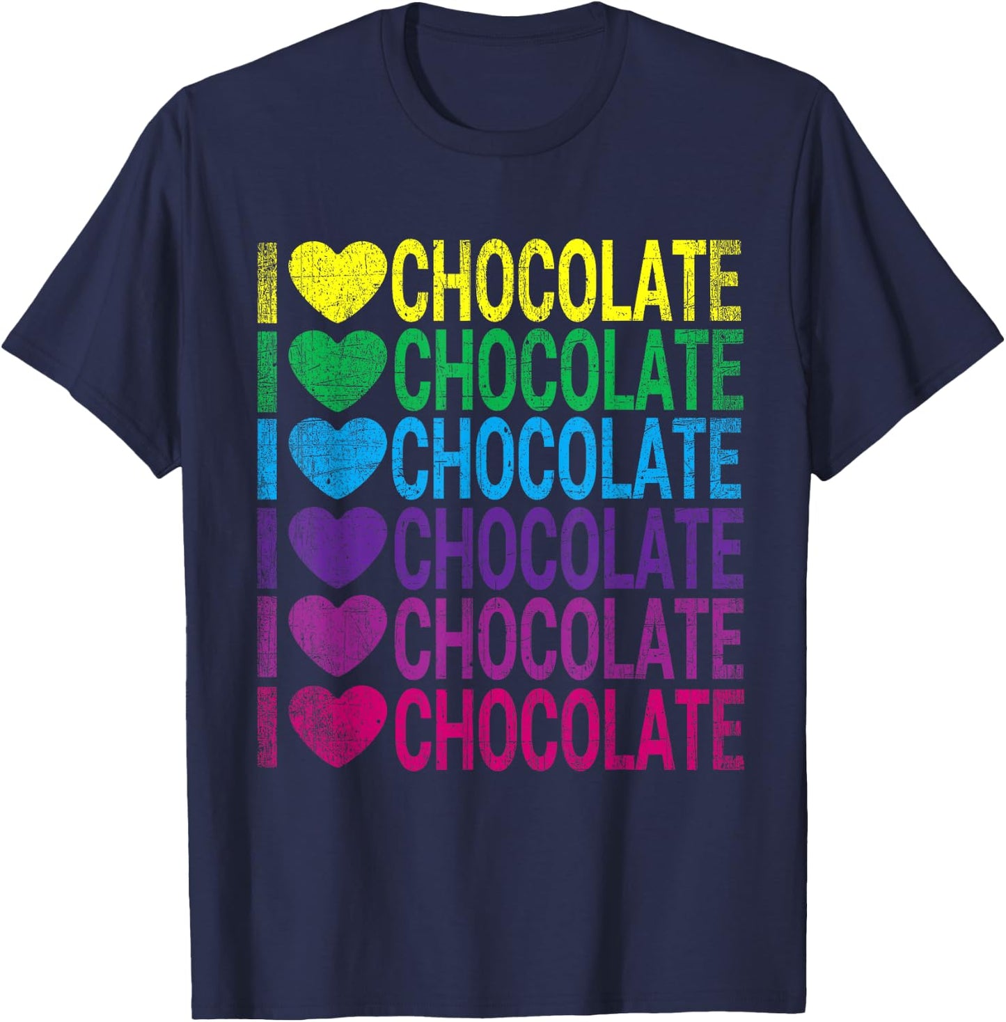 I Love Chocolate - I Heart Chocolate - Rainbow T-Shirt - T-Shirt | Navy
