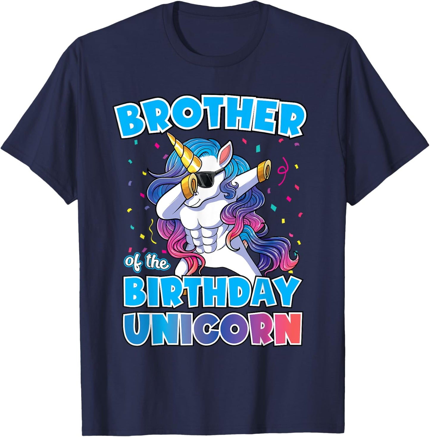 Brother of the Birthday Unicorn Dabbing Unicorn Brother T-Shirt - T-Shirt | Navy