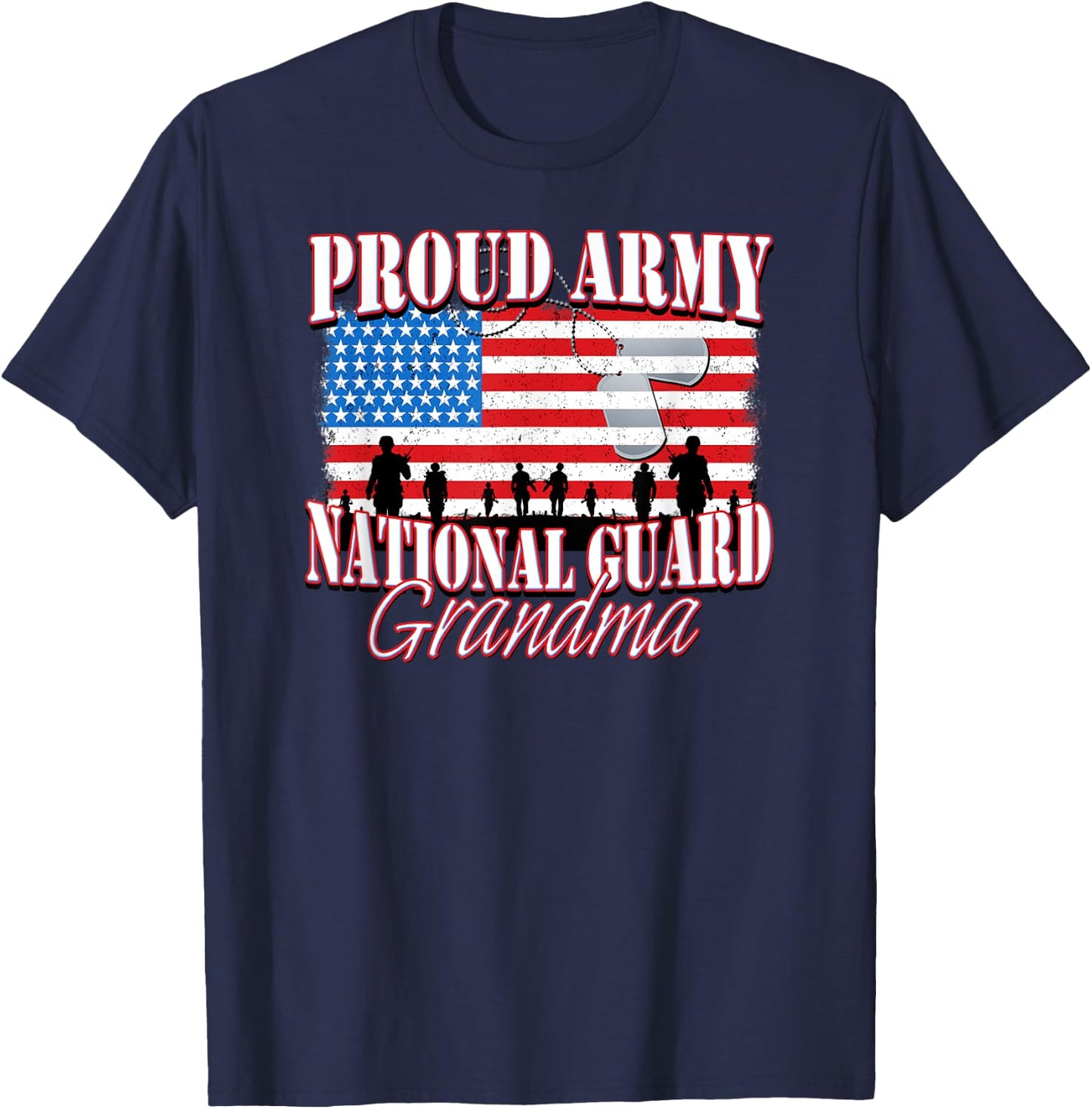 Proud Army National Guard Grandma Shirt Grandparents Day T-Shirt - T-Shirt | Navy