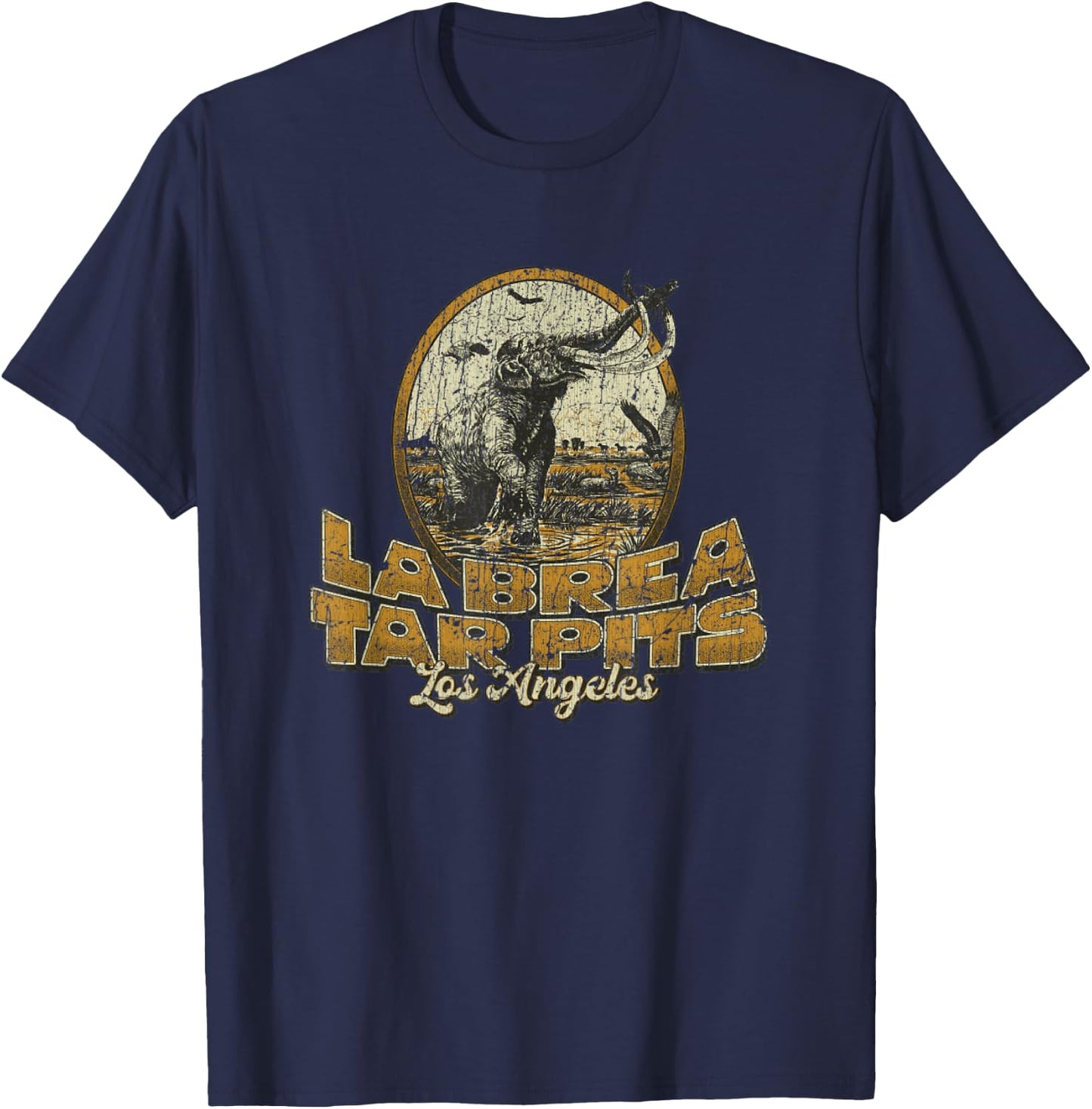 Funny Brea Tar Pits 70s Vintage T-Shirt - T-Shirt | Navy