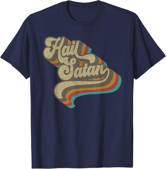 Hail Satan - Cool Vintage 70s Satanic Evil Magic Lucifer 666 T-Shirt - T-Shirt | Navy