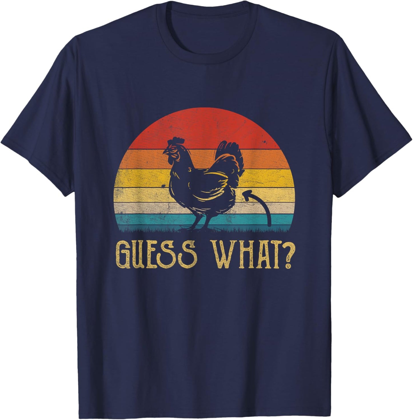Vintage Guess What Chicken Butt Farm Farmer Funny T-Shirt - T-Shirt | Navy