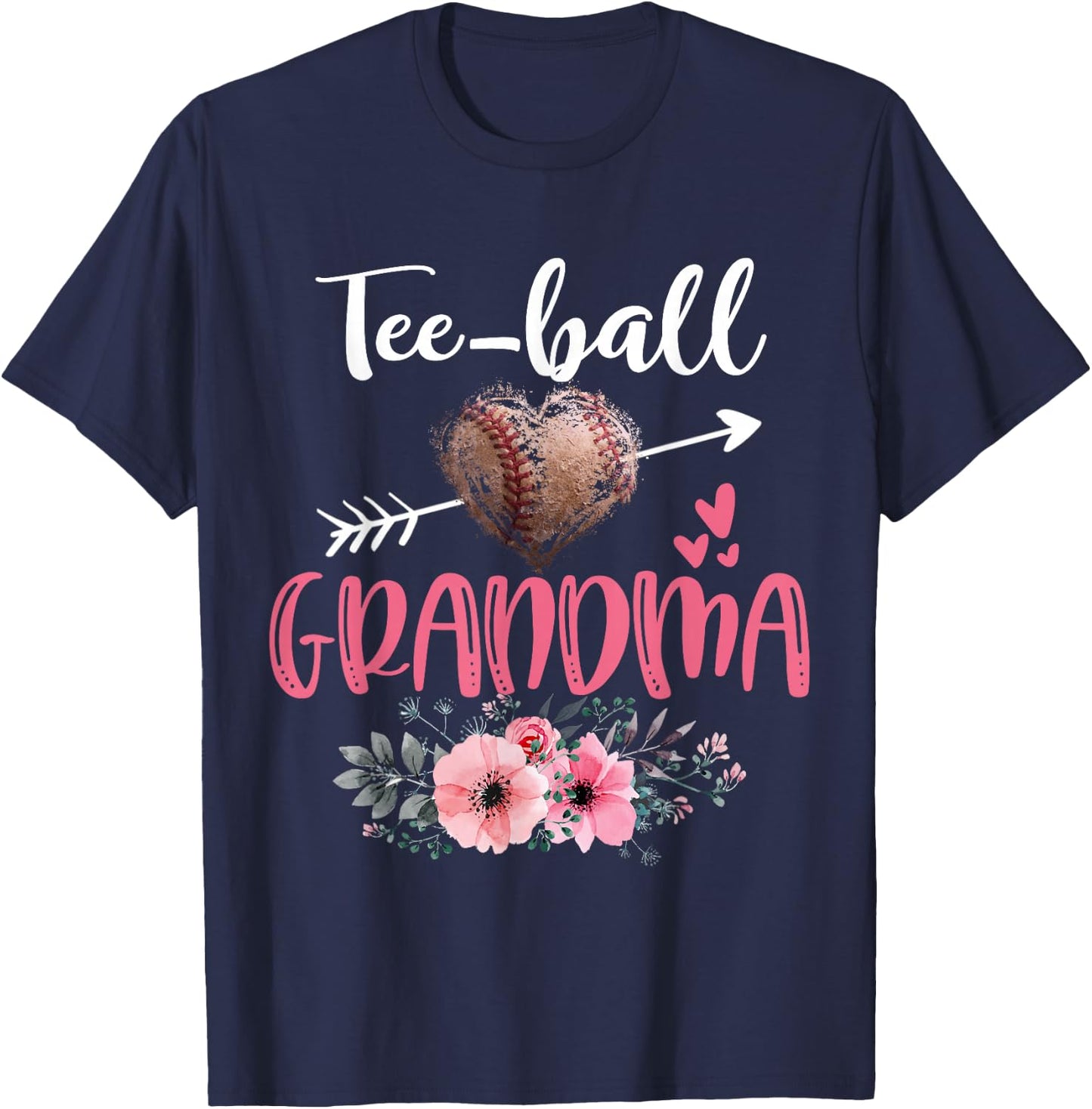 Ball Grandma Floral Funny Ball Heart Mother's Day T-Shirt - T-Shirt | Navy
