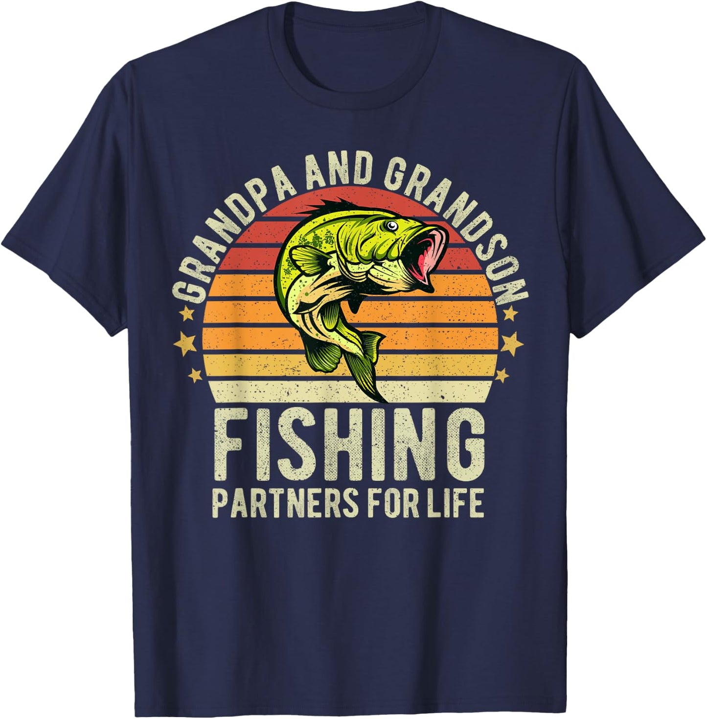Funny Fisherman Grandpa and Grandson Fishing Partners T-Shirt - T-Shirt | Navy