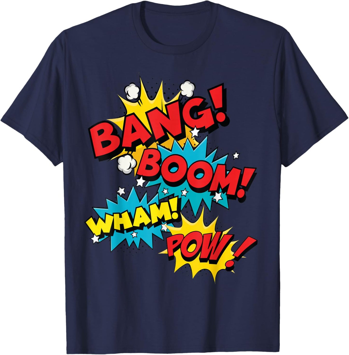 Bang Boom Wham Pow Comic Sound Effect Design T-Shirt - T-Shirt | Navy
