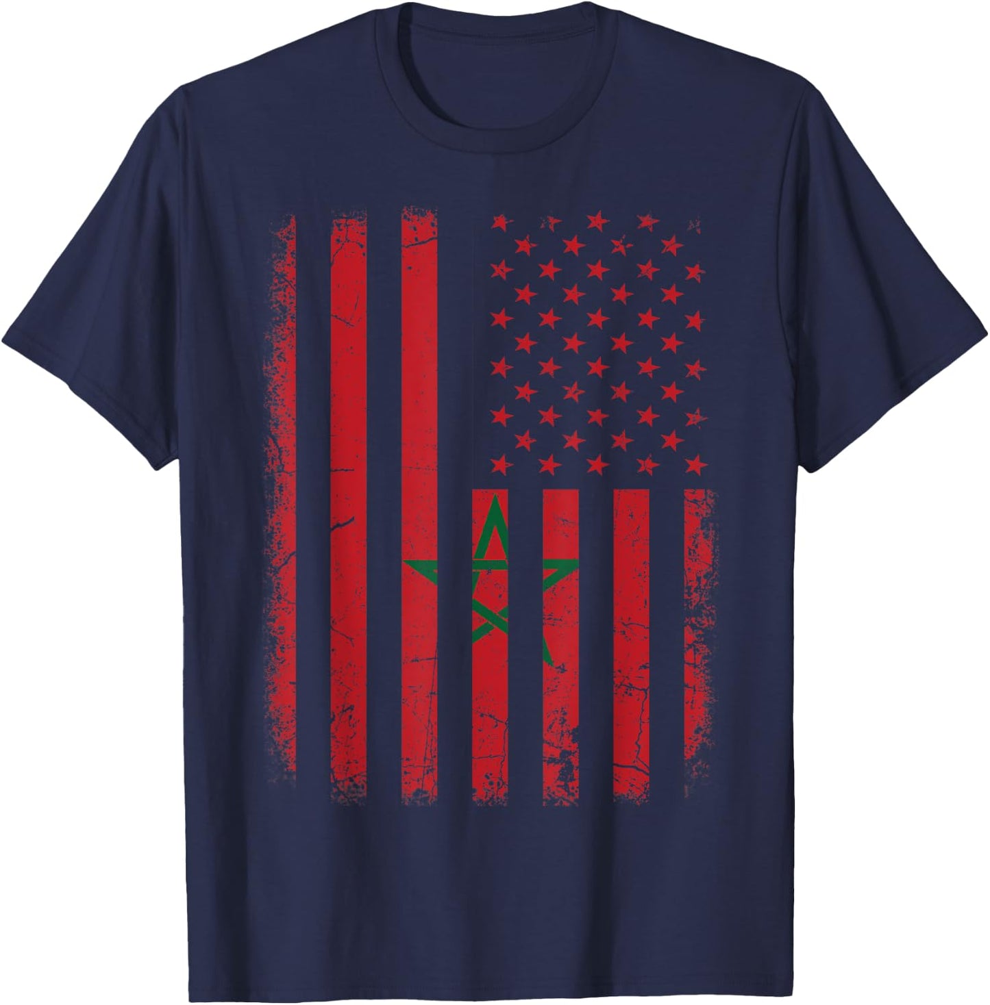 Moroccan American Flag Moroccan Roots Morocco America Kids Men T-Shirt - T-Shirt | Navy