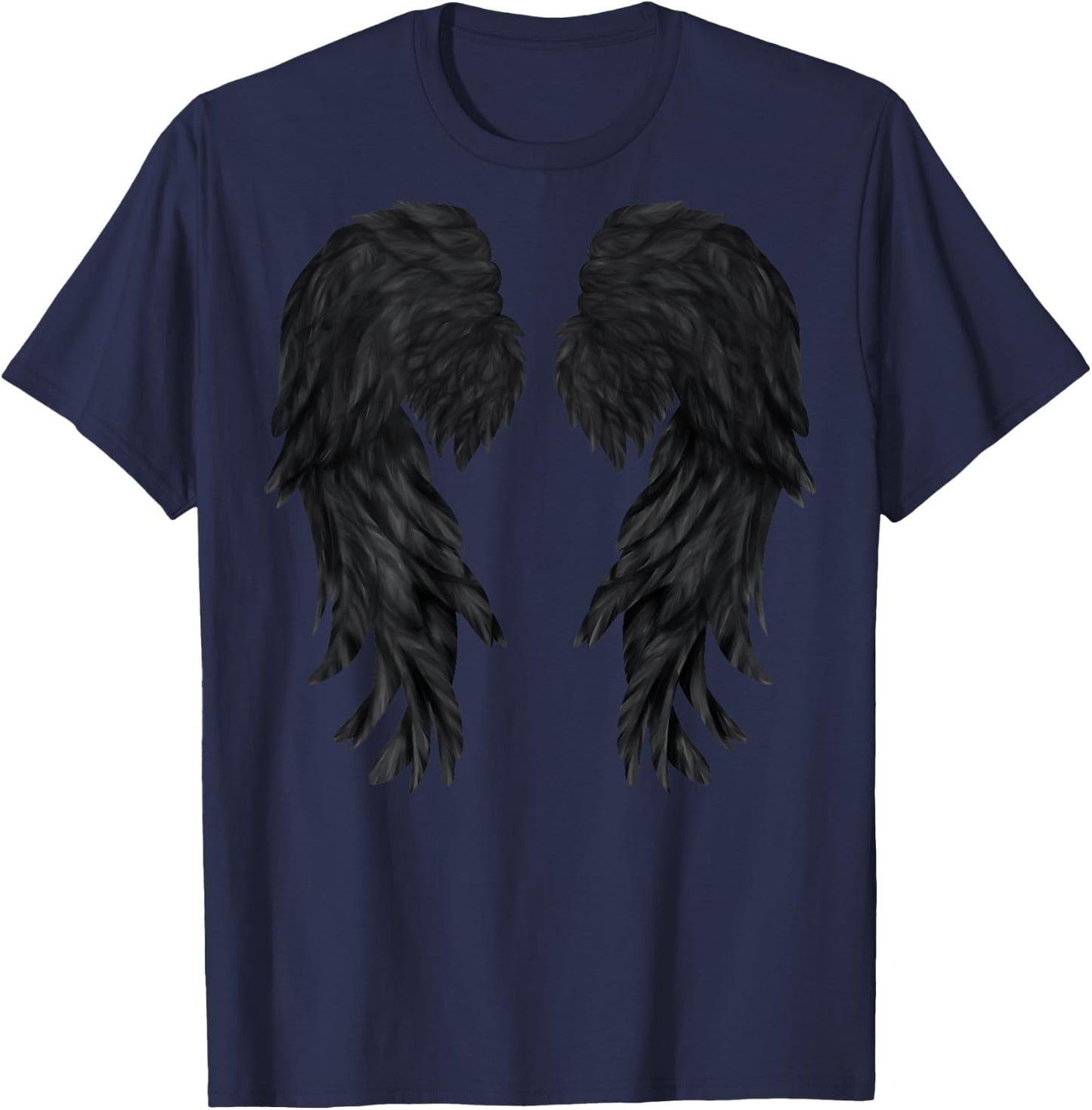 Black Wings Back Tattoo Graphic Rock Heavy Metal Gothic T-Shirt - T-Shirt | Navy