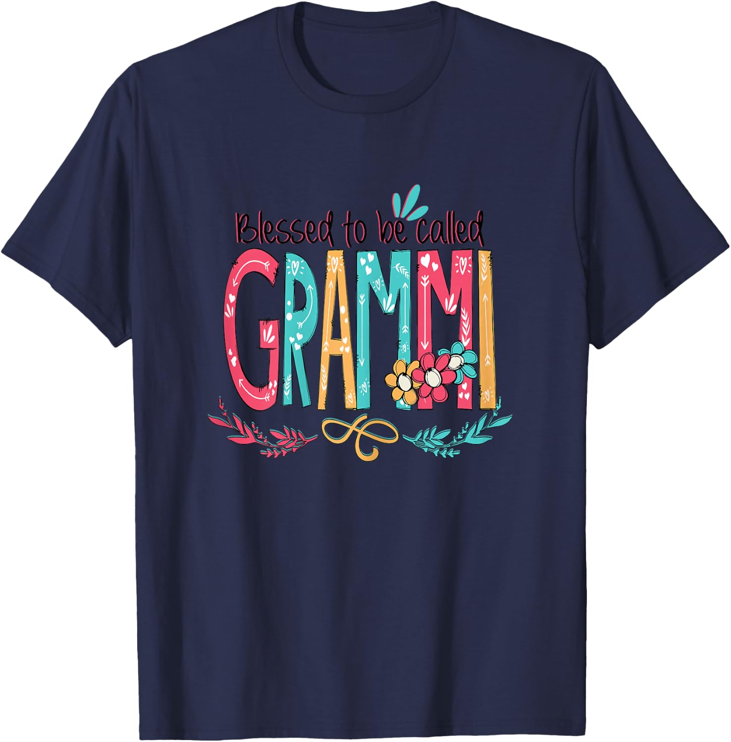 Blessed to be called Grammi Colorful gifts-Grandma T-Shirt - T-Shirt | Navy