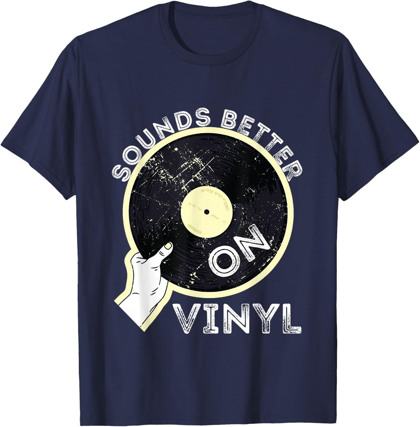 Sounds Better On Vinyl Record Player Old School DJ Turntable T-Shirt - T-Shirt | Navy