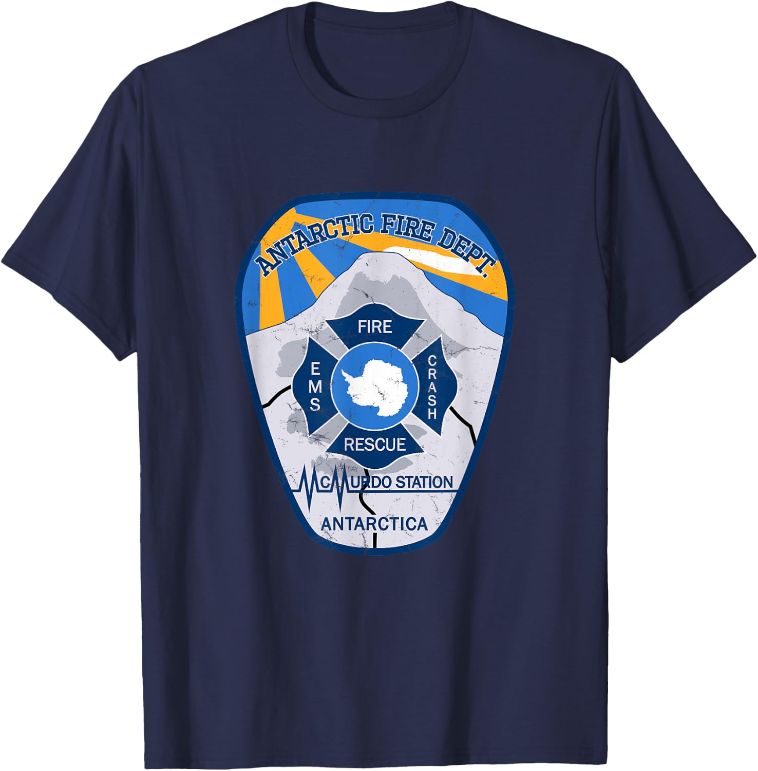 Antarctic Fire Department Patch T-Shirt - T-Shirt | Navy