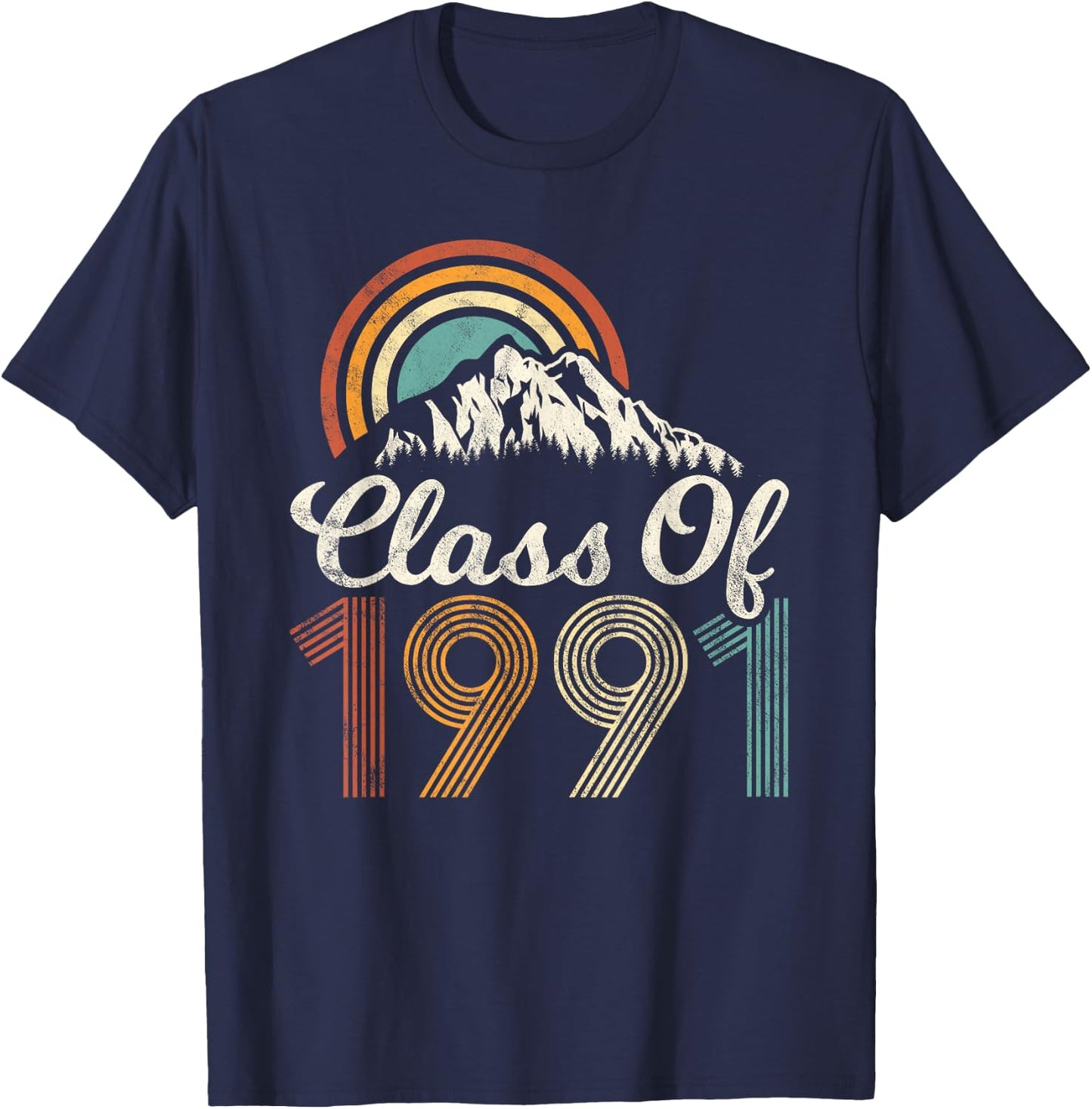 Vintage Class Of 1991 High School College Reunion Distressed T-Shirt - T-Shirt | Navy