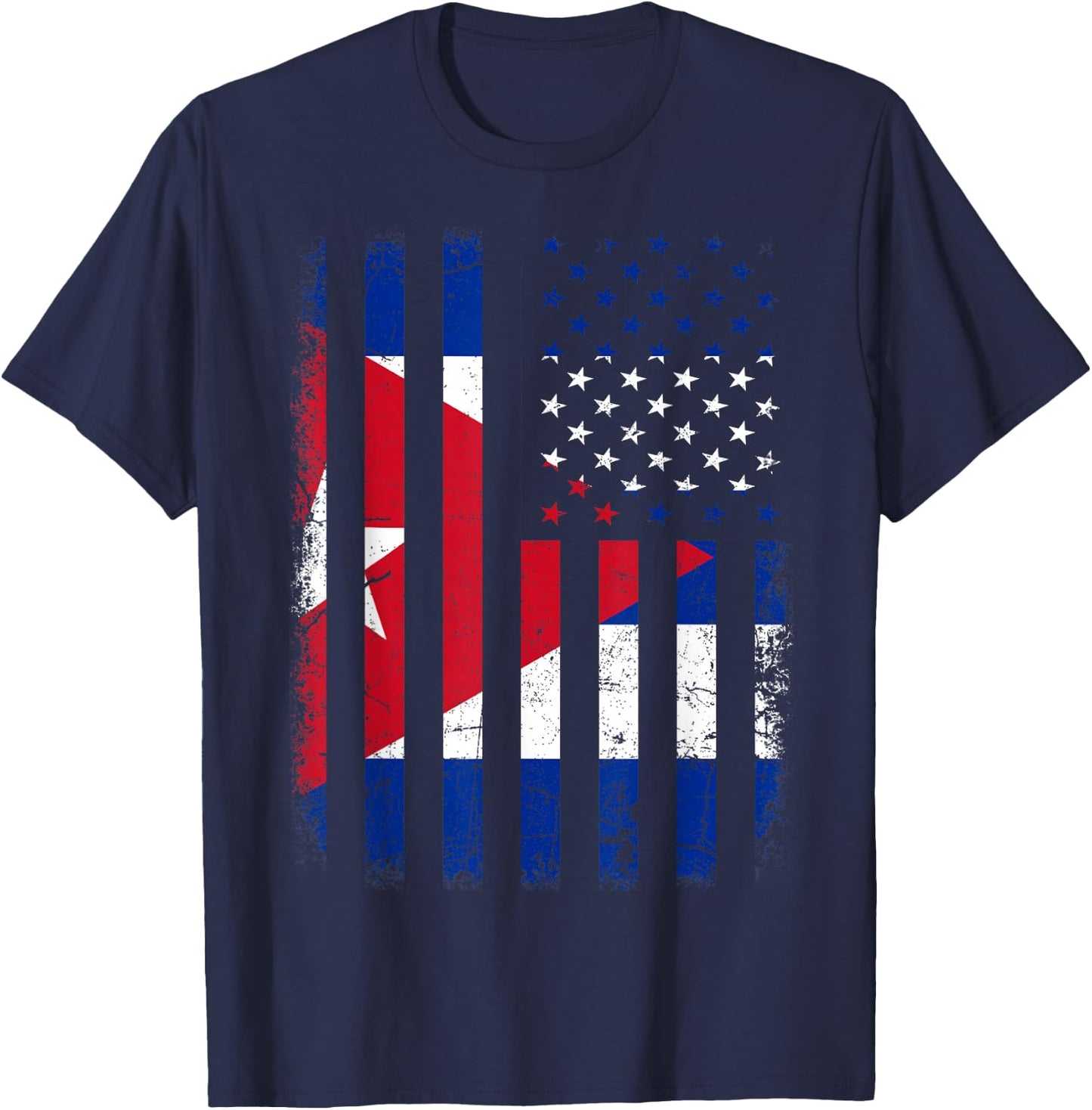 Cuban American Flag Cuban Roots Cuba America T-Shirt - T-Shirt | Navy