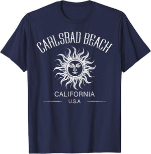 Carlsbad Beach California Vacation Sunset USA CA Vintage T-Shirt - T-Shirt | Navy
